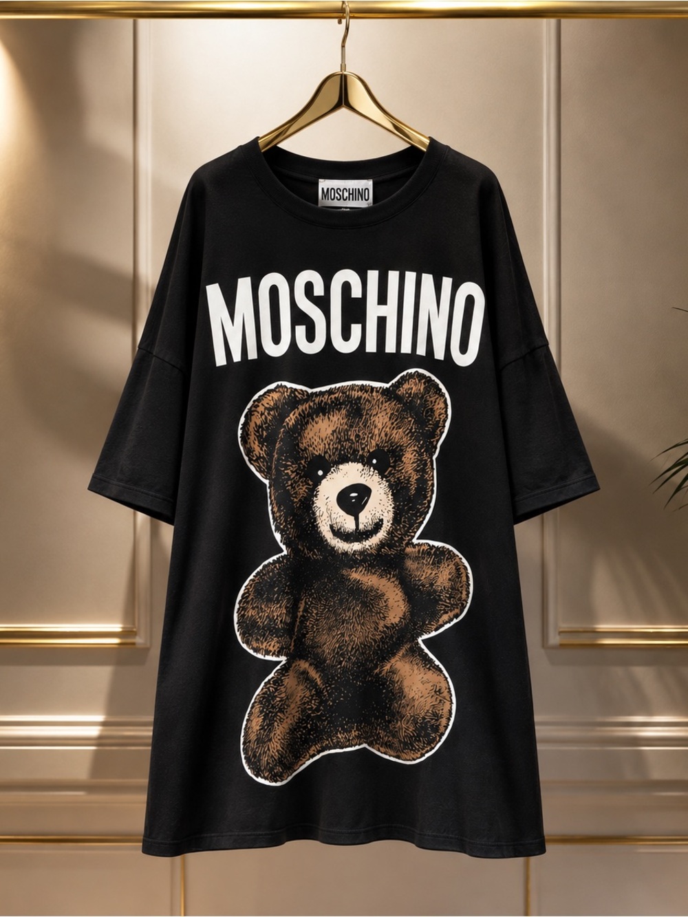 Moschino Teddy Bear Oversized T-Shirt Dress Black XXXL